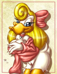 black_eyes blonde_hair bottomless duck innocenttazlet loon shirley_the_loon soft_feathers tiny_toon_adventures