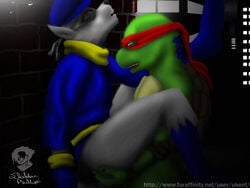 anthro artist_logo artist_name brick_wall city fangs furaffinity_link furaffinity_username furry gay male male/male male_only night outside outside_sex raccoon raphael raphael_(tmnt) scalie sex sharp_teeth shell sly_cooper sly_cooper_(series) smooth_fur tagme teenage_mutant_ninja_turtles turtle ukent wall yaoi