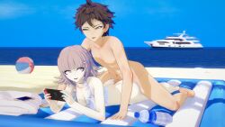 1boy 1girls 3d beach cum cum_in_ass cum_on_body danganronpa hinata_hajime koikatsu looking_at_partner mole naked naked_female naked_male nanami_chiaki nintendo_switch outdoor_nudity outdoor_sex outdoors outside prone_bone saimatsukk sex tagme water