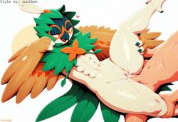 absurd_res ai_generated anthro anthro_penetrated avian beak bird bodily_fluids cum cum_in_pussy cum_inside decidueye digital_media_(artwork) duo faceless_character faceless_human faceless_male feathered_wings feathers female female_on_human female_penetrated generation_7_pokemon genital_fluids genitals green_feathers hand_on_leg heart hellsonger hi_res human human_on_anthro human_penetrating human_penetrating_anthro interspecies leg_grab looking_pleasured lying male male/female male_on_anthro male_on_feral male_penetrating male_penetrating_female mammal nintendo nude on_back open_mouth owl penetration penile penile_penetration penis penis_in_pussy pokemon pokemon_(species) pokephilia pussy sex simple_background text url vaginal_penetration vaginal_penetration white_background wings