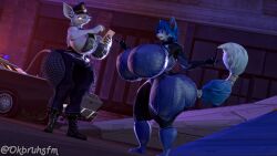 3d_(artwork) anthro big_breasts breasts canid canine digital_media_(artwork) duo female fox glowing glowing_eyes gynomorph hi_res intersex krystal_(star_fox) mammal murid murine nintendo nipples officer_flint_(foresttherotten) ok_bruh public rat rodent source_filmmaker_(artwork) standing star_fox thick_thighs warfare_flint warfare_krystal