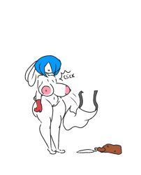 1girls apron apron_removed areolae barefoot big_breasts blue_hair breasts bunny completely_nude completely_nude_female dropped_object female female_only full_body gloves lagomorph naked naked_female nipples nude nude_female pants_juice pussy solo solo_female thanksgiving turkey