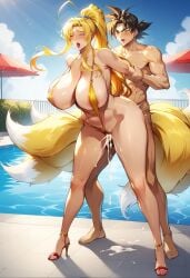 ai_generated anus ass big_ass big_breasts big_penis breasts crossover doggy_style dragon_ball dragon_ball_super dragon_ball_z erection female female_focus fox_girl high_school_dxd huge_ass huge_breasts light-skinned_female light_skin long_hair male muscular naked nude penetration penis pussy sex son_goku tagme vaginal_penetration voluptuous yasaka_(high_school_dxd)