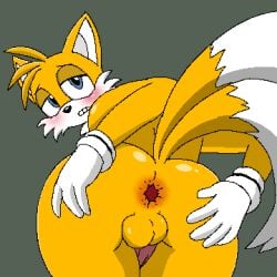 anal anus ass ass_spread feminine_tails fox furry gaping gay looking_at_viewer male penis pixel_art solo sonic_(series) sonic_the_hedgehog_(series) spanky15 tails tails_the_fox