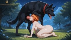 ai_generated blowjob canine canine_genitalia canine_penis cum domestic_dog face_fucking fellatio irrumatio knot knotted_penis nora_valkyrie rwby semen tagme twistedpeach zoophilia zoophilia