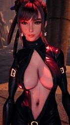 1girls 3d alternate_breast_size android asian asian_female belly_button big_breasts black_hair bodysuit breasts brown_eyes bushy_eyebrows cleavage costume crossover curvy curvy_female eve_(stellar_blade) female female_only game_mod game_screenshot huge_breasts long_hair mod ponytail robot_girl screen_capture screencap shift_up skin_tight skintight solo stellar_blade thick_eyebrows tight_clothes tight_clothing unzipped unzipped_bodysuit zipper zipper_down zipper_pull_tab