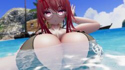 1girls bikini huge_breasts massive_breasts red_hair tagme video voluptuous vrchat