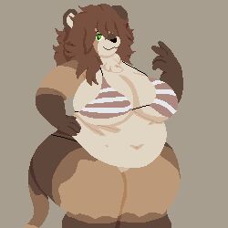 bbw big_breasts bikini breasts chubby cleavage enkah female furry huge_breasts lucy_(mexifurfoof) thick_thighs wide_hips