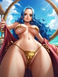 1girls bikini blue_hair female nefertari_vivi