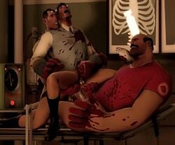 3d abel-dujardin anal anal_sex balls blood_on_hands bloody_clothes bloody_hands boots boots_without_bottomwear bottomless cowgirl_position cum cum_in_ass cum_in_pussy cum_inside cumming cumming_from_anal_sex cumming_in_ass cumming_inside cumming_together cumming_while_penetrated double_anal double_anal_penetration double_penetration drooling duplicated_character gay gay_sex glasses gore handjob handjob_while_penetrating heavy_weapons_guy huge_cock jerking_off_another male male/male male/male/male male_only medic_(team_fortress_2) moustache orgasm orgasm_face pleasure_face pleasured reach_around riding riding_penis sfm source_filmmaker spread_legs team_fortress_2 threesome yaoi