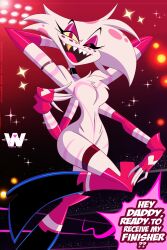 1boy angel_dust_(hazbin_hotel) big_breasts demon femboy great_dude hazbin_hotel male nude nude_male tagme