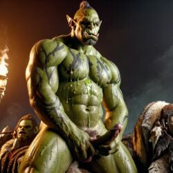 ai_generated bara biceps big_penis dominator erected_penis male_focus male_orc muscles orc