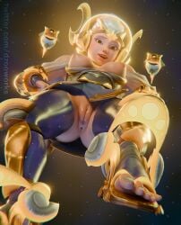 1girls 3d 4k blender blender_(software) blender_cycles blizzard_entertainment breasts celestial_juno dzooworks feet female female_focus female_only glowing glowing_eyes hairless_pussy highres juno_(overwatch) looking_at_viewer overwatch overwatch_2 overwatch_league partially_clothed solo space starry_sky_print thick_thighs video_games watermark white_hair