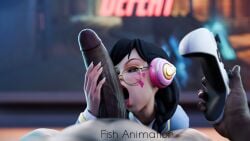 alexavlewd big_penis black_body blowjob blowjob_face d.va fish_animation overwatch overwatch_2