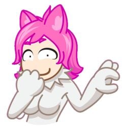 1female 1girls animated big_breasts cat_ears catgirl female female_focus female_only laughing laughing_at_viewer looking_at_viewer nekochan_(telegram) pink_hair simple_background small_penis_humiliation tagme_(artist) telegram transparent_background unknown_artist