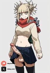 ai_generated big_breasts big_penis blonde_female blonde_hair blonde_hair_female boku_no_hero_academia cock colored dick fluids futa_only futanari futanari/female himiko_toga light_skin my_hero_academia nickythecreator penis sexy sexy_body sexy_pose testicles yellow_eyes