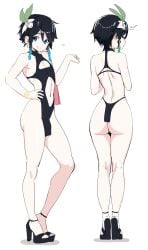 1boy 1femboy 2024 2d 2d_(artwork) ass bare_ass bare_butt bare_legs bare_shoulders bare_thighs bigppea black_clothes black_clothing black_hair black_hair_male black_high_heels blue_eyes blue_eyes_male braids caucasian caucasian_male clothed_femboy dress earring earrings femboy femboy_only feminine feminine_male flower flower_hair_accessory flower_hair_ornament flower_in_hair flowers gay genshin_impact girly girly_clothing gold_(metal) gold_bracelet gold_bracelets gold_earring gold_jewelry hand_on_hip hand_on_own_hip handbag hi_res high_heels hoop_earrings hoyoverse jewelry legs long_legs looking_at_viewer looking_back_at_viewer male male_only mihoyo multiple_angles no_sex open_toe_shoes pale-skinned_male pale_skin pale_skinned_male pink_handbag revealing_clothes revealing_dress short_hair short_hair_male side_eye skinny skinny_male smiling smiling_at_viewer solo thighs twitter_link two_braids venti_(genshin_impact) white_background white_flower white_flowers