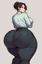 ai_generated breasts curvaceous from_behind gigantic_ass hips_wider_than_shoulders huge_ass looking_at_viewer massive_ass smiling thick_thighs wide_hips