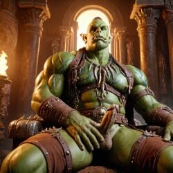 ai_generated bara biceps big_penis dominator erected_penis male_orc muscles orc