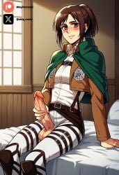 ai_generated attack_on_titan big_breasts big_penis brown_eyes brown_hair cock colored dick fluids futanari futanari/female masturbation nickythecreator penis sasha_braus sexy sexy_body sexy_pose shingeki_no_kyojin testicles white_body white_girl white_skin