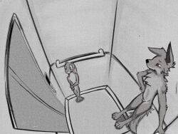 2d_animation animated anthro belly bulge camera_view canid canine canis digital_media_(artwork) duo elevator female lagomorph leporid male male/female mammal narrapousa predador predator/prey prey_(disambiguation) rabbit tail voracious vore wolf