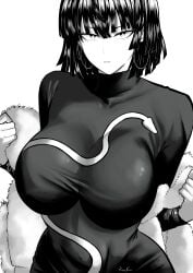 1girl 1girls 2020s 2025 2d 2d_(artwork) 2d_artwork big_boobs big_breasts big_tits boobs breasts female female_focus female_only fubuki_(one-punch_man) hi_res high_resolution highres huge_breasts large_breasts monochrome one-punch_man solo solo_female solo_focus tits twitter twitter_link twitter_username watermark