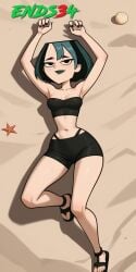 ai_generated beach black_panties female female_only goth_girl gwen_(tdi) total_drama_island