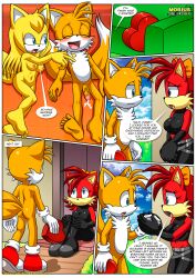 after_sex anthro ass barefoot bbmbbf blush breasts comic cum dialogue feet female fiona_fox let_me_love_you_(comic) male male/female mobian_(species) mobius_unleashed nipples nude palcomix sega sonic_(series) sonic_boom sonic_the_hedgehog_(series) speech_bubble tails tails_the_fox zooey_the_fox