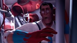 3d abel-dujardin blush closed_eyes drooling fingers_in_mouth gay glasses gloves implied_sex invisibility invisibility_cloak invisible invisible_male licking_lips male male/male male_only medic_(team_fortress_2) sfm source_filmmaker spy spy_(team_fortress_2) submissive_male submissive_medic team_fortress_2 torogao yaoi