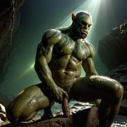 ai_generated bara biceps big_penis dominator erected_penis male_orc muscles orc