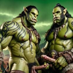 ai_generated bara biceps big_penis dominator erected_penis male_focus male_orc muscles orc