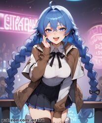 absurd_res ai_generated anime blue_hair braid braided_hair braided_ponytail braided_twintails female hi_res highres mushoku_tensei ozziru patreon roxy_migurdia self_upload twintails uncensored