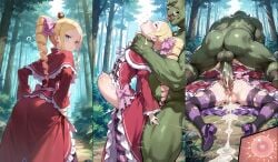 1boy 1boy1girl 1girls 3koma after_sex after_vaginal ai_generated angry angry_face arched_back ass ass back_view balls beatrice_(re:zero) before_and_after belly_bulge big_cock big_penis blonde_female blonde_hair blonde_hair blonde_hair_female blush bulge clothed clothed_female clothed_female_nude_male clothing cock cum_leaking cum_on_ground cum_on_penis cum_trail defeated dress excessive_cum female female_penetrated forest from_side genitals green_skin hand_on_hip huge_cock huge_cock impregnation instant_loss intersex interspecies large_penis leaking_cum legs legs_apart legs_spread light-skinned_female light_skin long_penis looking_at_viewer looking_back looking_back_at_viewer male male/female male_penetrating male_penetrating_female monster monster_cock monster_rape neck_grab orc orc_male outdoor_sex outdoors outside outside_sex pale-skinned_female pale_skin penetration penis penis_out rape re:zero_kara_hajimeru_isekai_seikatsu sex sex_from_behind side_view size_difference smaller_female sperm_cell spread_legs stomach_bulge straight testicles thighs