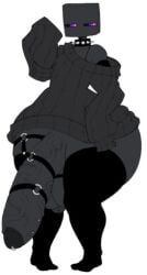 black_legwear collar enderman femboy huge_ass huge_balls huge_cock long_sleeves no_bottoms sleeves_past_fingers solo_male