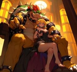 ai_generated bowser female jpeg_artifacts lowres mario_(series) nintendo princess princess_peach royalty tagme