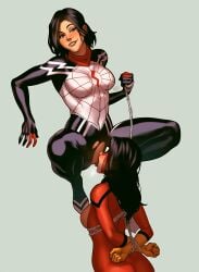 2dnsfw 2girls cindy_moon cunnilingus exposed_pussy female female_focus female_only jessica_drew licking licking_pussy marvel marvel_comics pussy pussy_licking silk_(marvel) spider-woman yuri