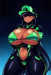 1female 1girls ai_generated asian asian_female big_breasts big_breasts big_breasts black_hair black_hair_female curvy curvy_body curvy_figure cyborg dan16369336 dark-skinned_female dark_skin female female_only green_latex japanese japanese_female komi-san_wa_komyushou_desu komi_shouko latex light-skinned_female light_skin long_hair long_hair_female pale_skin pale_skinned_female purple_eyes purple_eyes_female skimpy sole_female