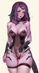 au_ra cleavage female female_only final_fantasy_xiv meowrim revealing_clothes see-through see-through_clothing skimpy_clothes tight_clothing