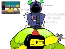 2boys ass bent_over big_ass big_butt block_tales english_text fat_ass femboy gay/bi_awakening gay_denial huge_ass implied_male low_res montaicarp ms_paint ninja no_longer_straight noob reference_image roblox roblox_avatar roblox_game robloxian sharp_nooblet sweaty_ass tagme text