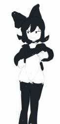 anonymous_artist black_hair choker exposed_pussy exposed_stomach fnf_composer friday_night_funkin friday_night_funkin_mod hairbow kiwiquest musician rough_sketch shirt_lift socks tagme thighhighs twitter_user_oc white_skin youtube youtuber youtuber_sona