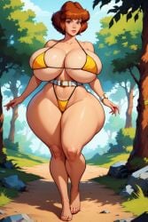 1girls ai_generated april_o&#039;neil april_o&#039;neil_(tmnt_1987) belt big_breasts big_thighs bikini_bottom bikini_top breasts brown_hair female female_only gigantic_breasts grass hotcartoonai huge_breasts human large_breasts large_thighs looking_at_viewer massive_breasts massive_thighs mostly_nude outdoors solo solo_female teenage_mutant_ninja_turtles thick_thighs tmnt_1987 trees voluptuous voluptuous_female wide_hips wristwatch yellow_bikini yellow_bikini_bottom yellow_bikini_top