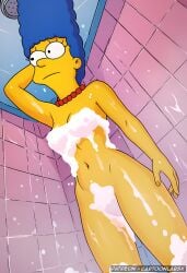 ai_generated character commission low-angle_view marge_simpson movie naked naked_female nsfw nude nude_female shower showering the_simpsons tv water wet wet_body wet_pussy wet_skin yellow_body