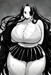 1female 1girls ai_generated big_breasts black_and_white black_eyes black_eyes_female black_hair black_hair_female black_skirt boa_hancock curvy curvy_body curvy_female curvy_figure dan16369336 female female_only long_hair long_hair_female microskirt one_piece school_uniform schoolgirl schoolgirl_uniform see-through see-through_clothing see-through_shirt shonen_jump shueisha skimpy sole_female sweat sweating tagme tagme_(artist) thick thick_thighs twitter_link unbuttoned_shirt weekly_shonen_jump weekly_shounen_jump wet_clothes wet_clothing wet_shirt white_shirt white_skin white_skinned_female wide_hips