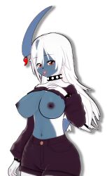 absol anthro big_breasts koikatsu looking_at_viewer pokemon pokemon_(species) presenting_breasts render_007 tongue_out