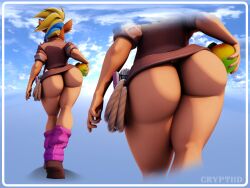 absurd_res anthro ass ass_focus bottomless crash_(series) crash_(series) crypti1d female female_focus female_only fur furry hi_res highres huge_ass nude nude_female tawna_bandicoot tawna_bandicoot_(crash_4) walking watermark wide_hips