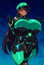 1female 1girls ai_generated asian asian_female big_breasts big_breasts big_breasts black_hair black_hair_female curvy curvy_body curvy_figure cyborg dan16369336 dark-skinned_female dark_skin female female_only green_latex japanese japanese_female komi-san_wa_komyushou_desu komi_shouko latex light-skinned_female light_skin long_hair long_hair_female pale_skin pale_skinned_female purple_eyes purple_eyes_female skimpy sole_female