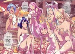 6+girls breasts lamia large_breasts long_hair manga_page monster_girl multiple_girls naga onsen open_bath pink_eyes pink_hair ren_(dai_nana_oji) scales short_hair small_breasts sylpha_(dai_nana_oji) tao_(dai_nana_oji) tensei_shitara_dai_nana_oji_datta_no_de:_kimama_ni_majutsu_o_kiwamemasu