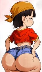 1girl 3rd_party_edit aged_up ai_generated ass big_ass black_eyes black_hair bubble_butt daisy_dukes dat_ass dragon_ball dragon_ball_gt female female_only huge_ass pan_(dragon_ball) perfect_body shorts shortstack slim_waist smug_face tagme thick_ass thick_thighs wide_hips z-art