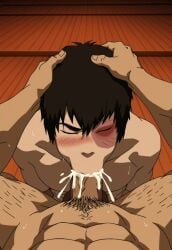 2boys abs ai_generated avatar_legends avatar_the_last_airbender balls bara biceps big_balls big_penis black_hair burn_scar cum fire_nation ilovementits male male_only muscular muscular_male nipples pecs penis sweat sweaty thighs yellow_eyes zuko