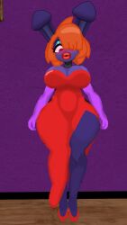 bonfie bonnie_(cally3d) bonnie_(fnaf) cally3d cosplay cryptiacurves embarrassed five_nights_at_freddy's fredina's_nightclub jessica_rabbit jessica_rabbit_(cosplay) pose